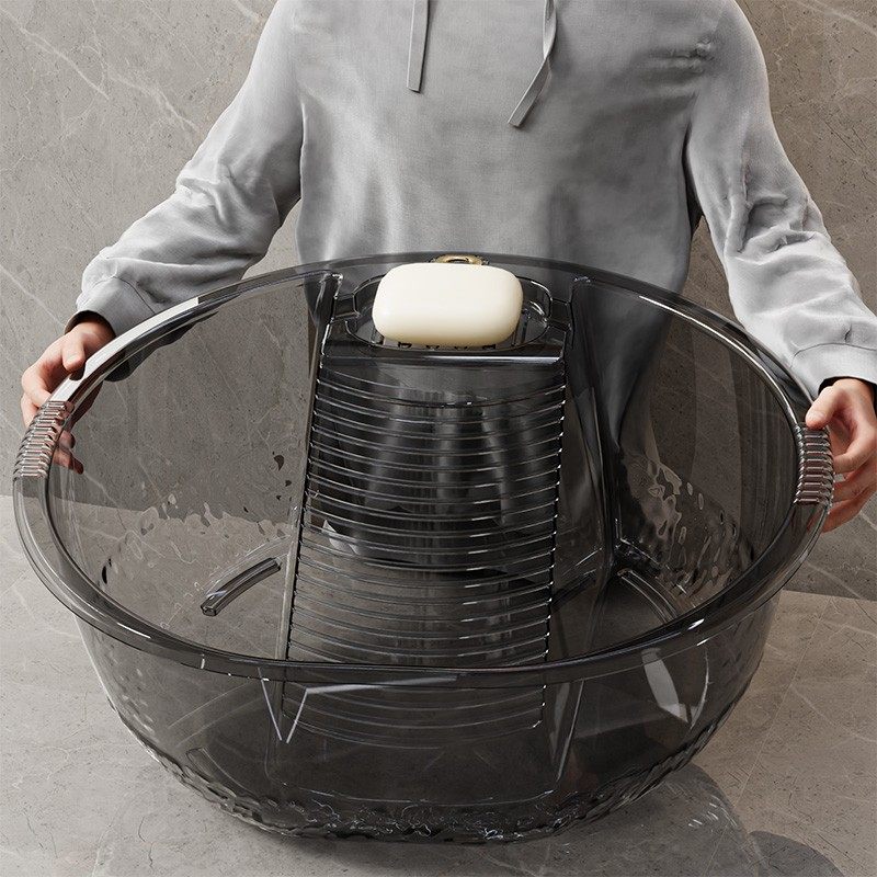 大号洗衣盆圆形搓衣板一体阳台家用带搓板学生宿舍塑料加厚搓衣盆