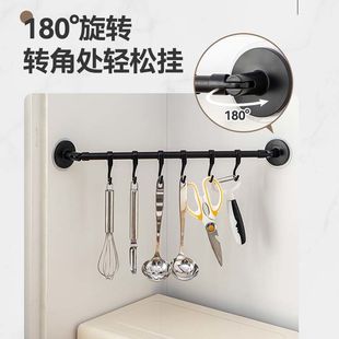 厨房免打孔挂钩多功能排钩挂架杆墙置物架粘钩件一排旋转钩子厨具