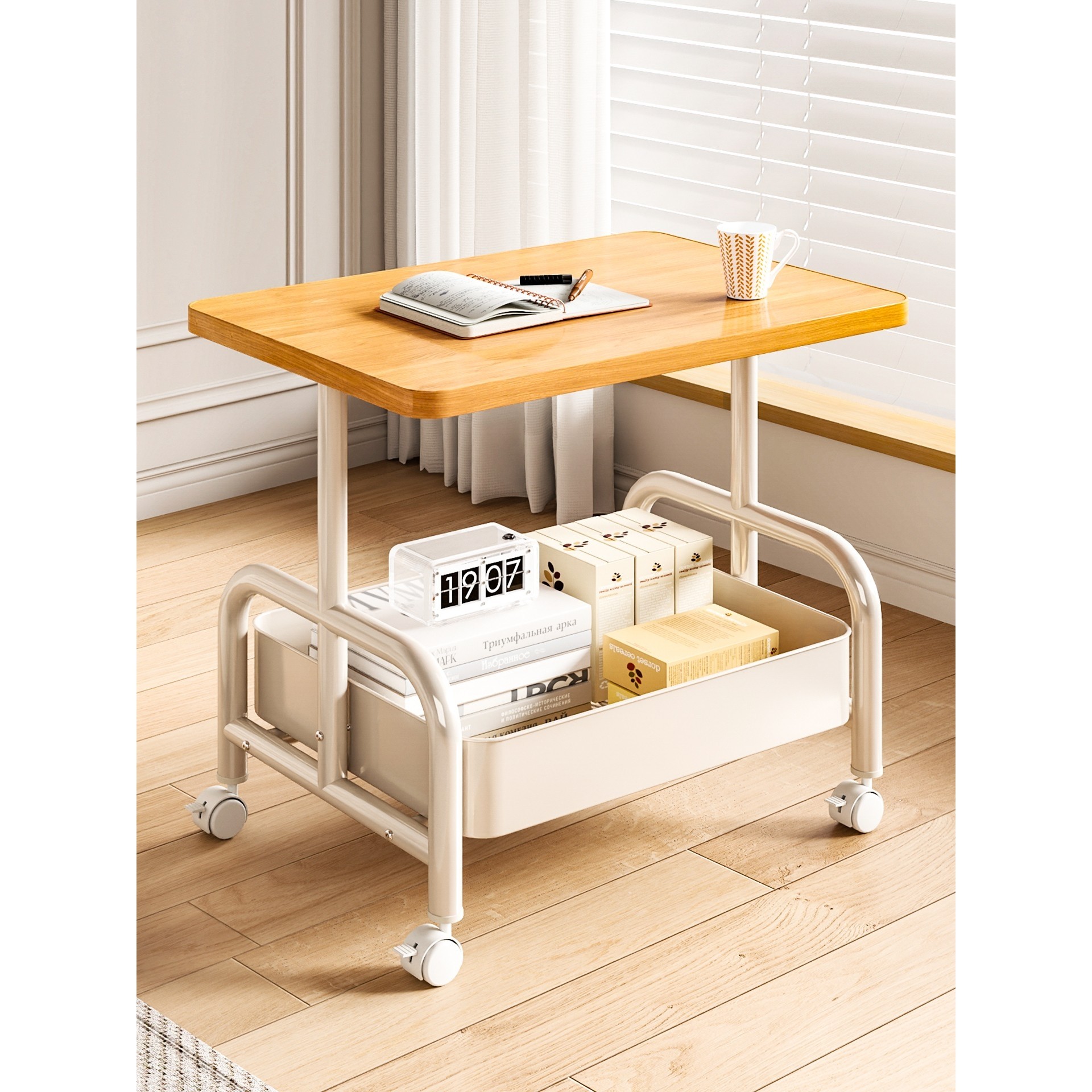 小推车双层边几客厅沙发可移动茶几收纳小桌子带轮茶桌卧室置物架,收纳整理,家用收纳手推车,淘宝优惠券,粉丝福利购,淘宝优惠卷