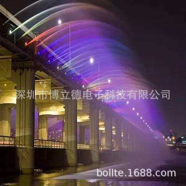 彩虹桥喷泉桥两侧音乐喷泉水幕水帘瀑布设计厂家户外水景灯光秀