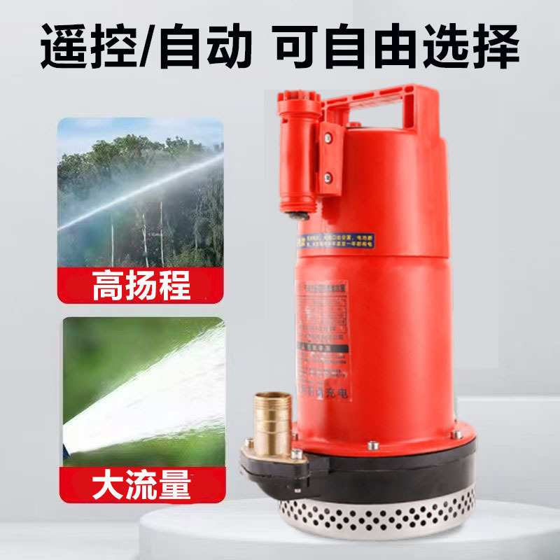 新款充电式手动/遥控两用无刷直流潜水泵12V家农用无线锂电抽水泵