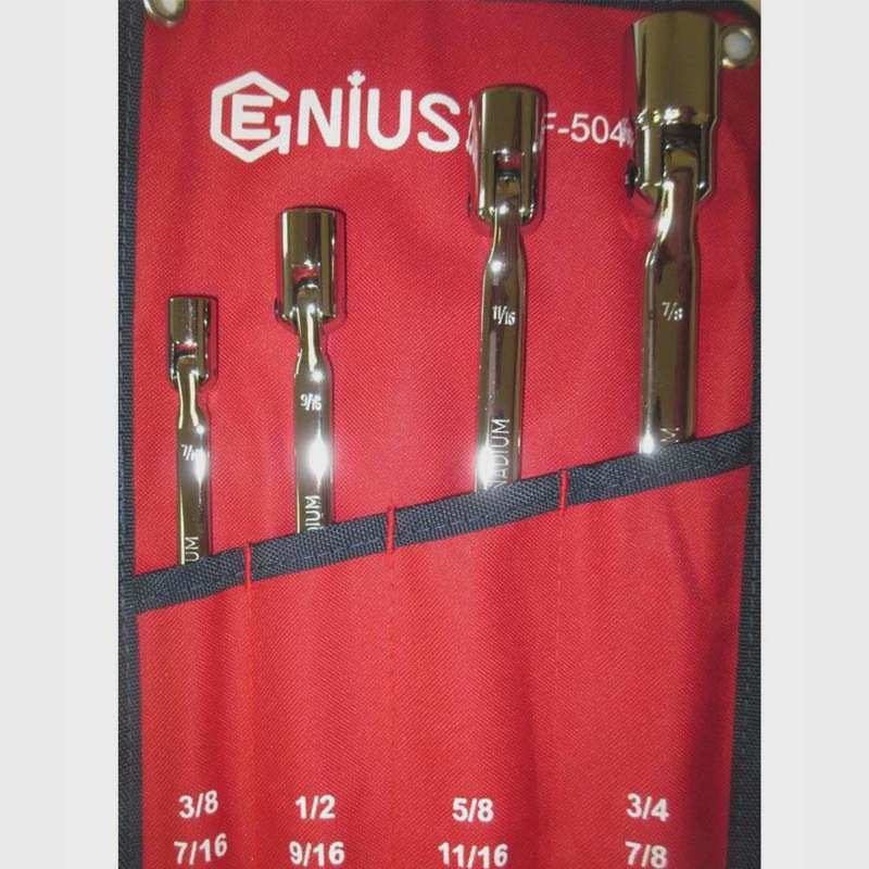 GENIUS天赋进口工具4件套英制精抛光双头角度套筒扳手组DF-504S