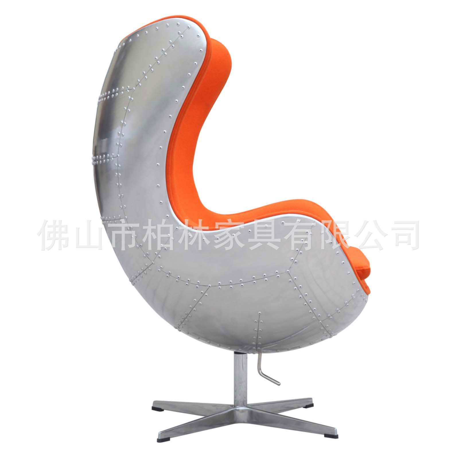 Loft铝皮鸡蛋椅北欧工业风轻奢休闲椅太空铝皮家具铆钉铝皮蛋椅