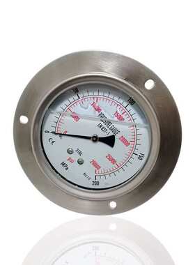 供全钢耐震充油压力表超高压液压表轴向带前边YNBF100ZT 200MPa