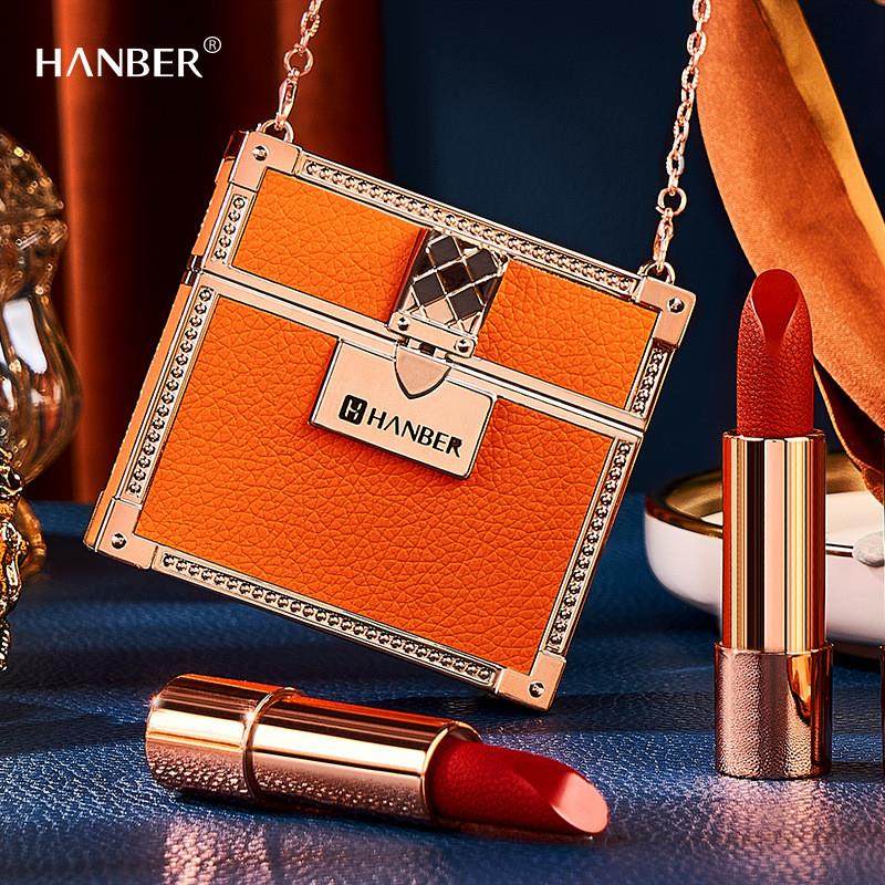 奢华橙色包包口红丝绒雾面哑光滋润三支装套盒抖音同款