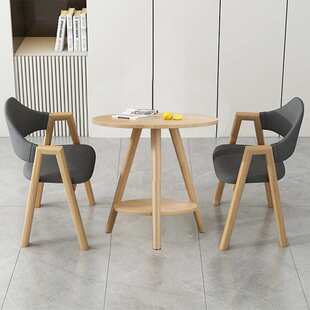 阳台休闲茶桌椅组合双层小圆桌茶几咖啡店现代简约休息区洽谈桌子