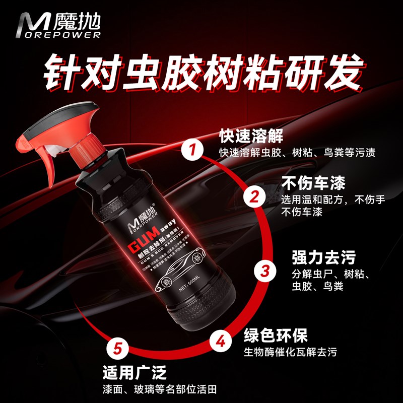 魔抛虫胶树胶鸟屎漆面清洁剂强力去污黄点黑点高泡洗车液晶镀膜剂