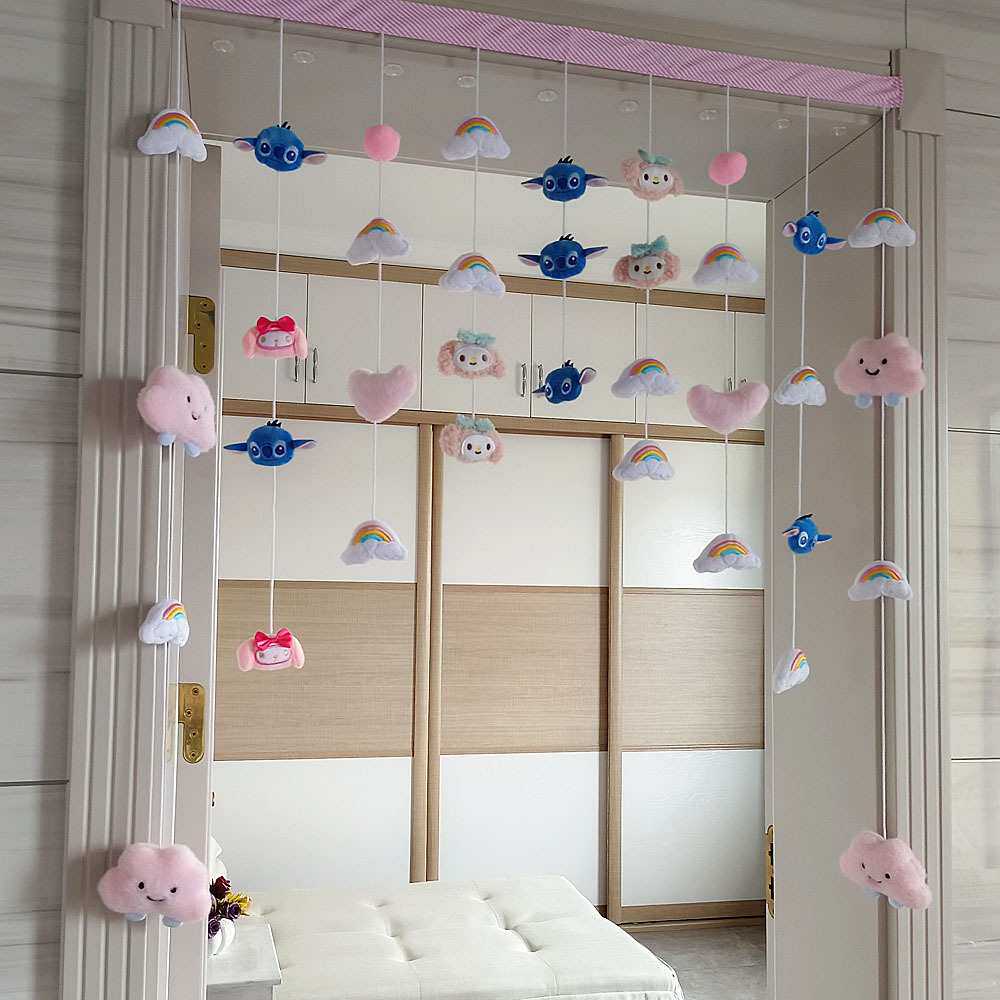 彩虹魔仙堡卧室门帘挂帘免打孔无痕钩公主房儿童房间装饰墙面挂饰