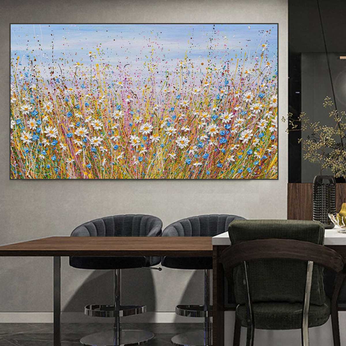 大芬手绘抽象花卉油画风景装饰画现代厚肌理客厅餐厅挂画丰收季节