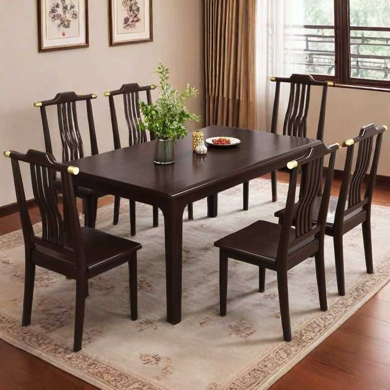 长方形实木餐桌餐桌椅组合小户型现代家用简约吃饭桌子饭桌中式,3C数码配件,USB灯,淘宝优惠券,粉丝福利购,淘宝优惠卷