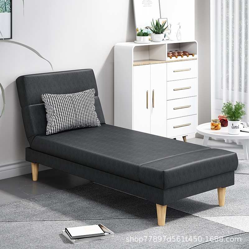 多功能两用躺椅皮革客厅可折叠沙发仿皮pu三人出租房沙发床贵妃椅