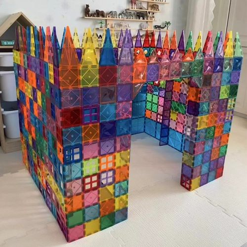 儿童磁力片彩窗积木宝宝男女孩拼图磁铁棒礼物玩具房子补充装动脑