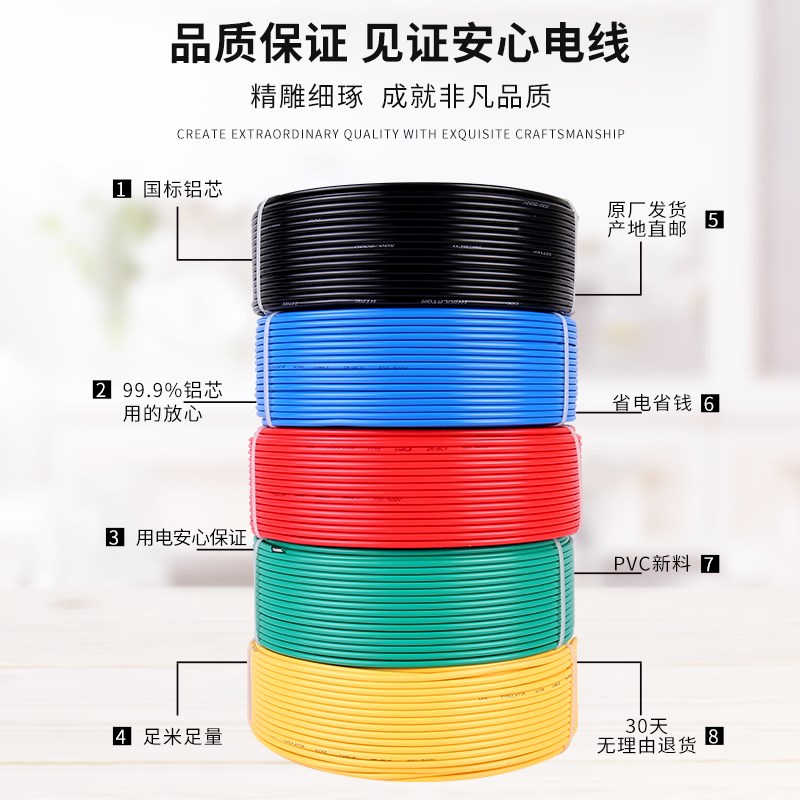 电线BLV2.5/4/6/10平方单股铝芯国标家用铝线16/25/35/50户外电缆