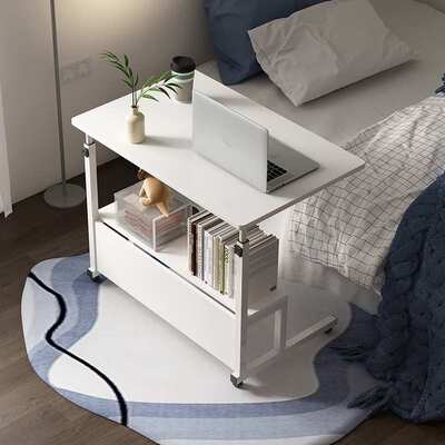 升级双层收纳床边桌电脑桌子家用卧室书桌简易可移动升降小学习桌