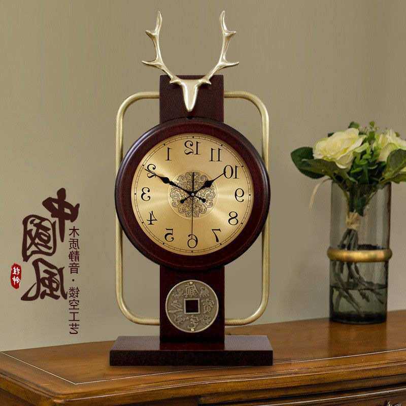 实木复古座钟桌面摆台式落地钟表客厅台钟新中式摆放时钟家用