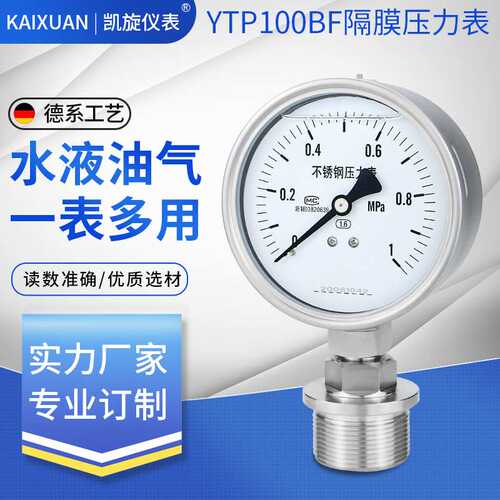 隔膜压力表YTP100BF/ML M42*2螺纹连接1寸平膜式耐腐蚀高温防堵型