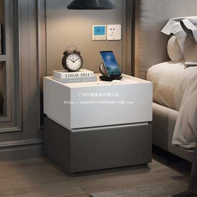 万腾免安装2024新款卧室创意组合收纳储物柜 现代简约床头柜万腾