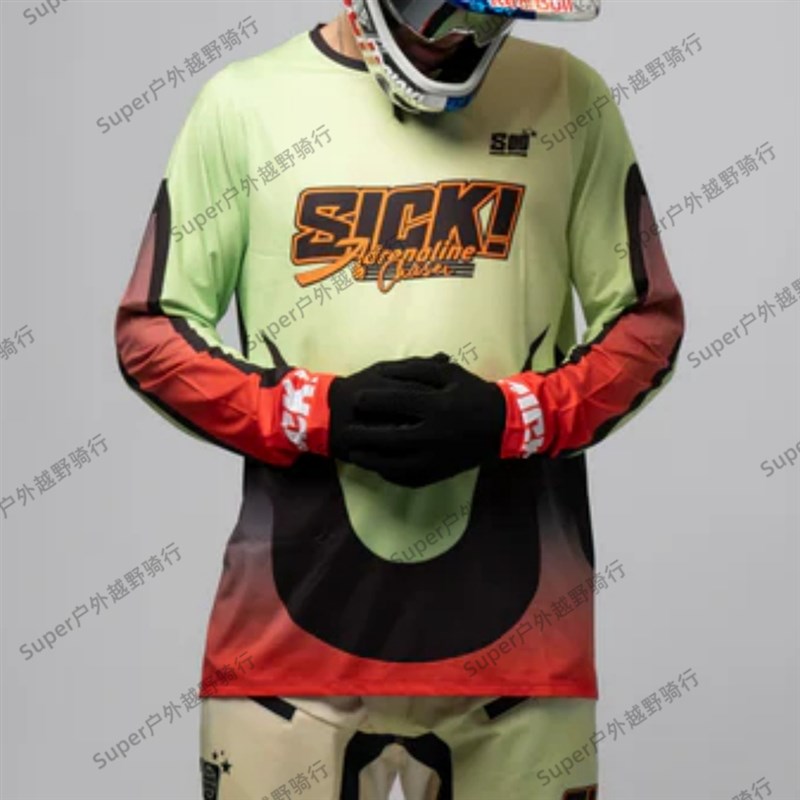 SICK新款速降服T恤速干透气山地车长袖夏男女越野摩托骑行服少年
