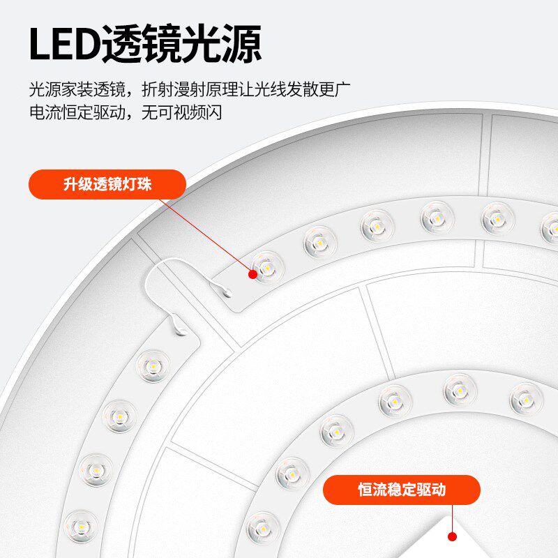 三防dled吸顶灯全光谱超薄圆形卫生间阳台卧室过道走廊灯遥控三色