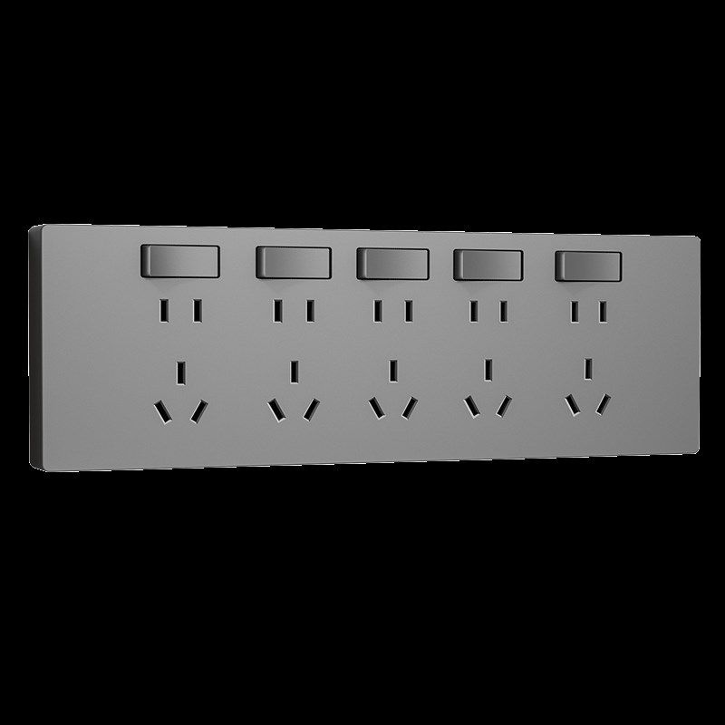 多功能扩展插座带开关面板多孔一转多墙壁插排智能排插排接拖线板