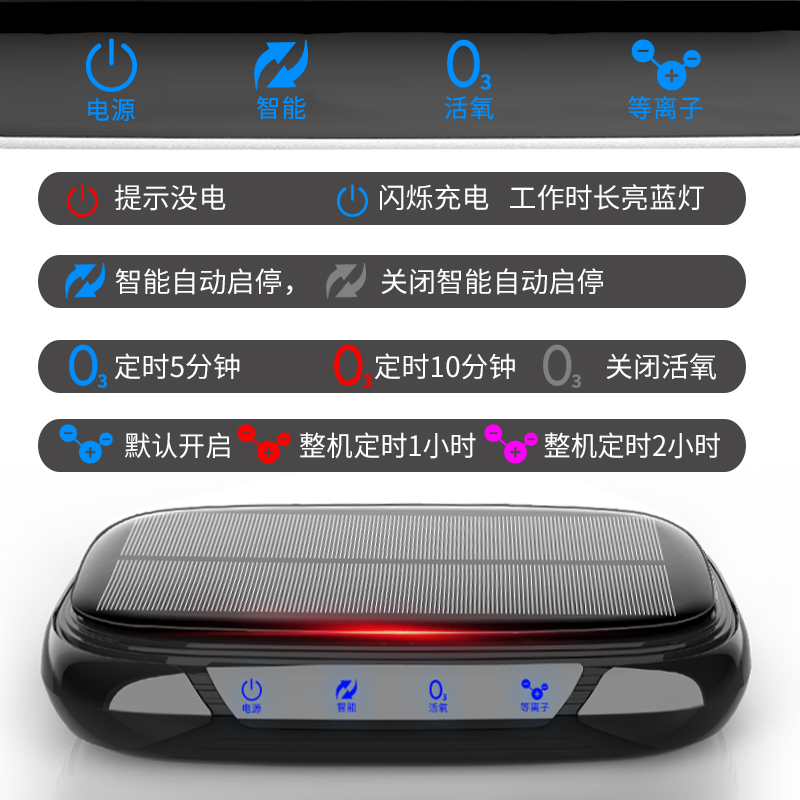 太阳能车载空气净化器小米汽车内除甲醛异味臭氧负离子新车用香薰