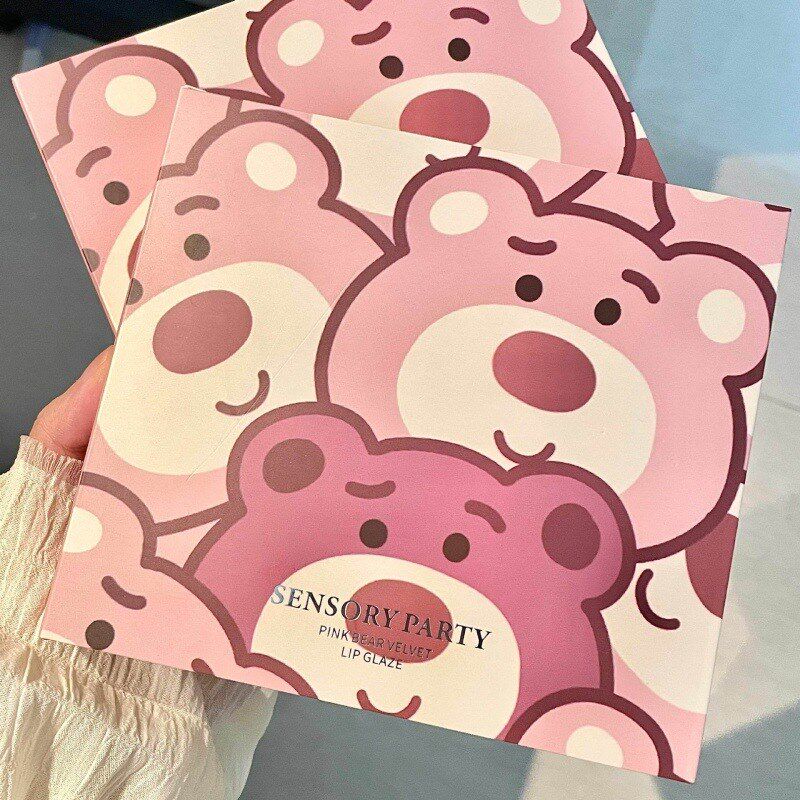 【6支装】莓莓熊唇釉唇泥哑光雾面不掉色学N生伪素颜显白口红套装