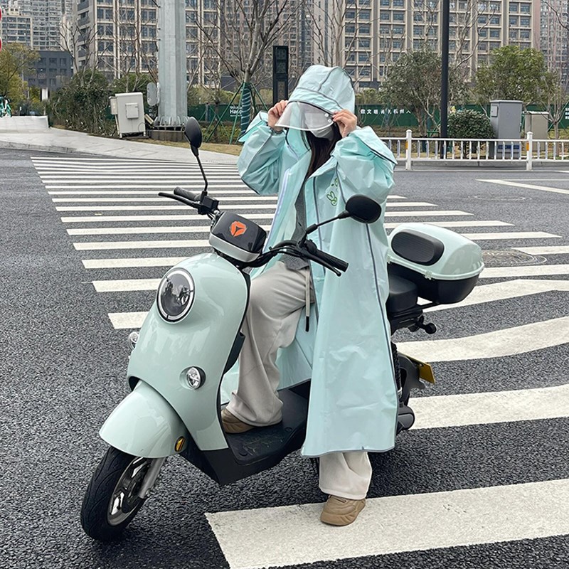电动车雨衣雨披专用女款防暴雨加厚加大人车分离外穿单人可戴头盔图片