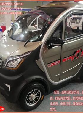 电动四轮车家用成人电车新能源电车铁壳两门三座电瓶车接送孩子