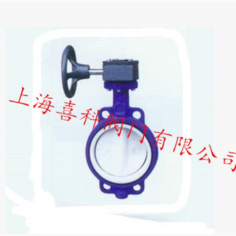 D371F46-16耐腐蚀蜗轮对夹衬氟蝶阀 不锈钢304阀板DN100