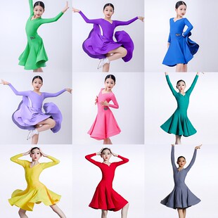 女童拉丁舞服比赛规定新款专业赛服国际标准长袖高级感儿童女服装