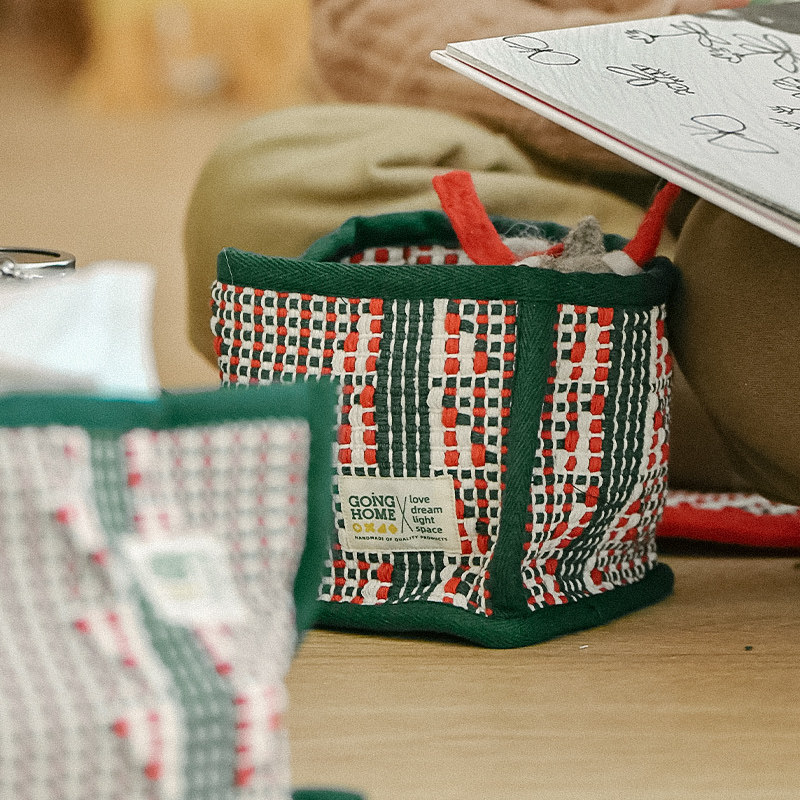 棉线编织收纳筐桌面玩具零食遥控器化妆品笔筒袜子整理方形小筐子