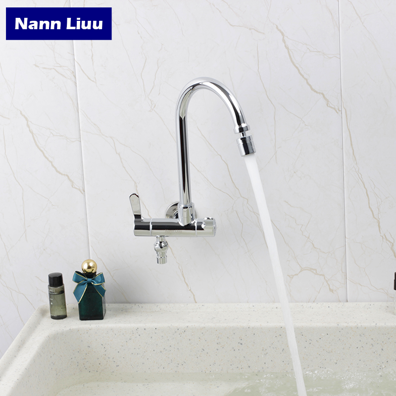 单冷一进二出水龙头家用拖把池双控龙头洗衣机两用开关水龙头入墙