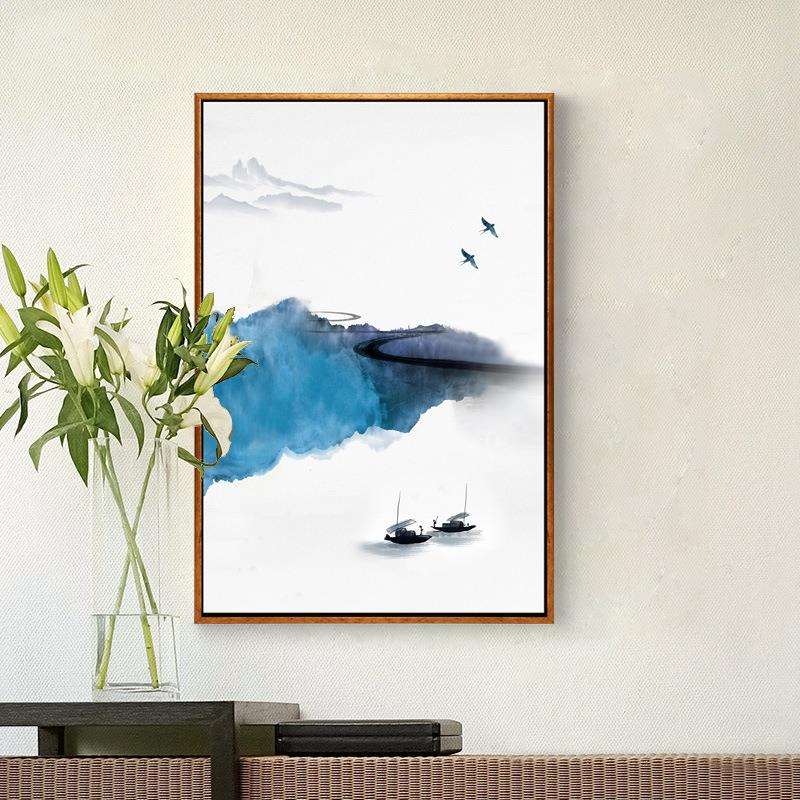 新中式水墨山水画过道装饰画 客厅书房办公室挂画玄关中国风壁画