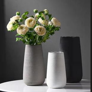 北欧简约花石雨拉丝陶瓷花瓶摆件客厅插花餐桌装饰创意家居饰品