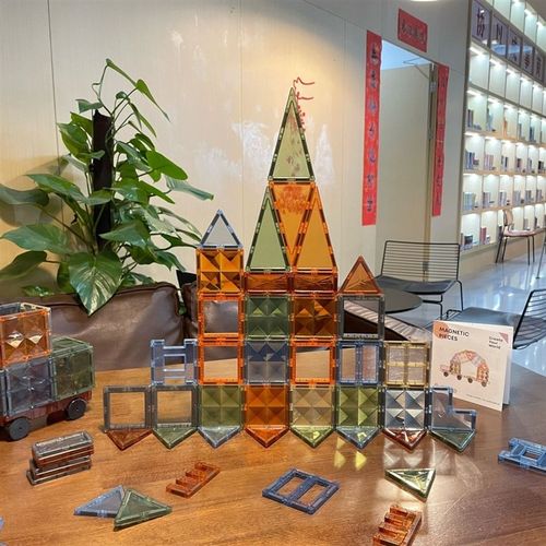 大自然色钻面彩窗磁力片强磁玩具儿童益智积木拼插磁力片100片