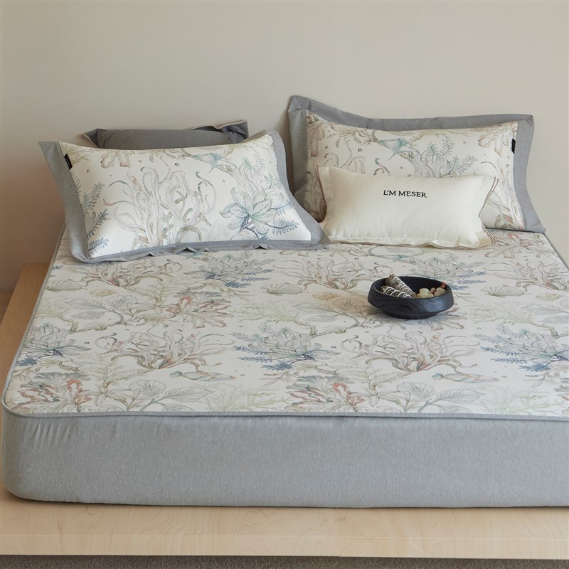 觅森高端桑蚕丝凉席养身凉感冰丝席三件套空调席床笠款席子可机洗