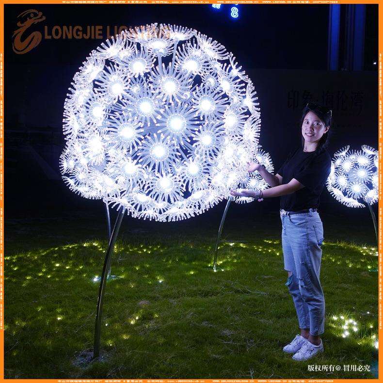 高2.5米 宽1米50个头 led蒲公英灯不锈钢杆亚克力蒲公英插地灯