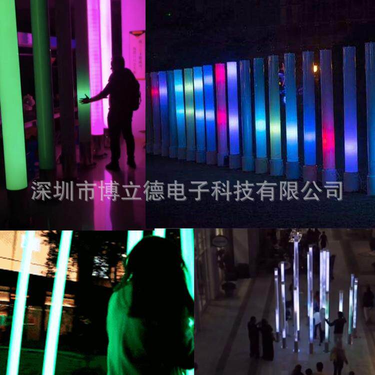 互动触摸感应声控灯柱安装智能LED声光景观灯装置户外广场工程