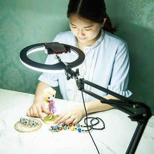 手机俯拍支架带补光灯桌面直播手机架抖音拍摄教学扫描录视频支架
