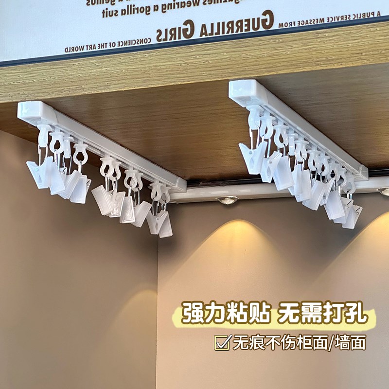 大肠发圈收纳神器发饰收纳杆免打孔壁挂上墙夹方巾头花发绳展示架