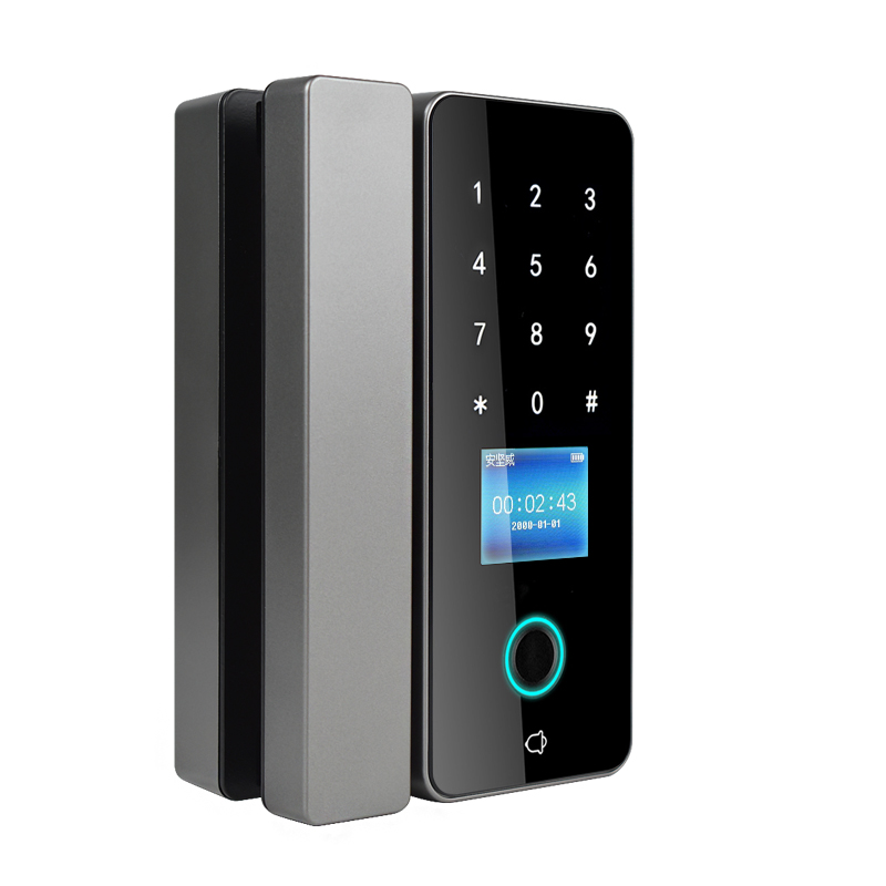 玻璃门锁指纹免开孔有框无框单双开办公室远程智能电子门禁密码锁