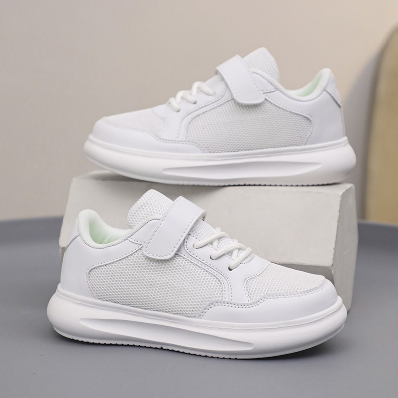 奥特莱斯折扣童鞋男童全黑色鞋子中大童透气网面板鞋男孩黑色皮鞋