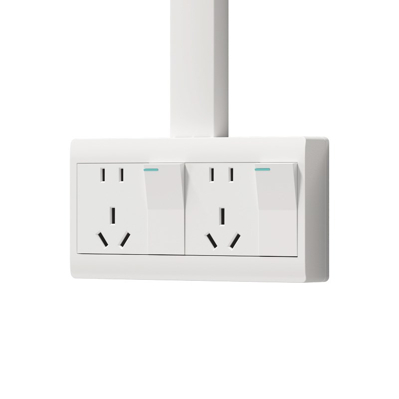 两开关插座明装二开十孔带开关厨房一键断电双开单控带10孔插座