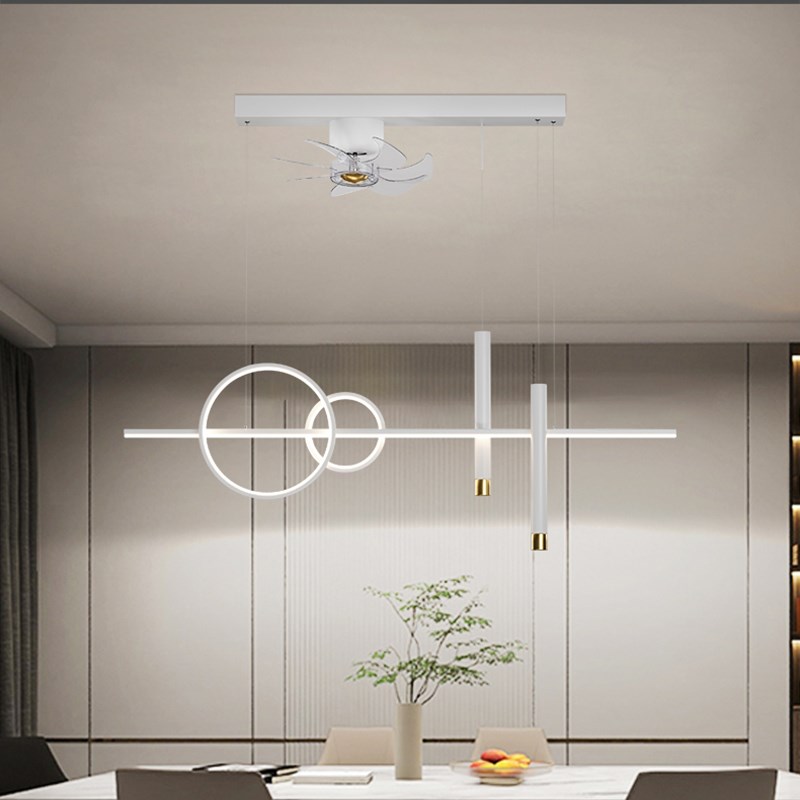 吊灯餐厅灯直流变频节能风扇一体灯店面装饰高显护眼LED语音灯具