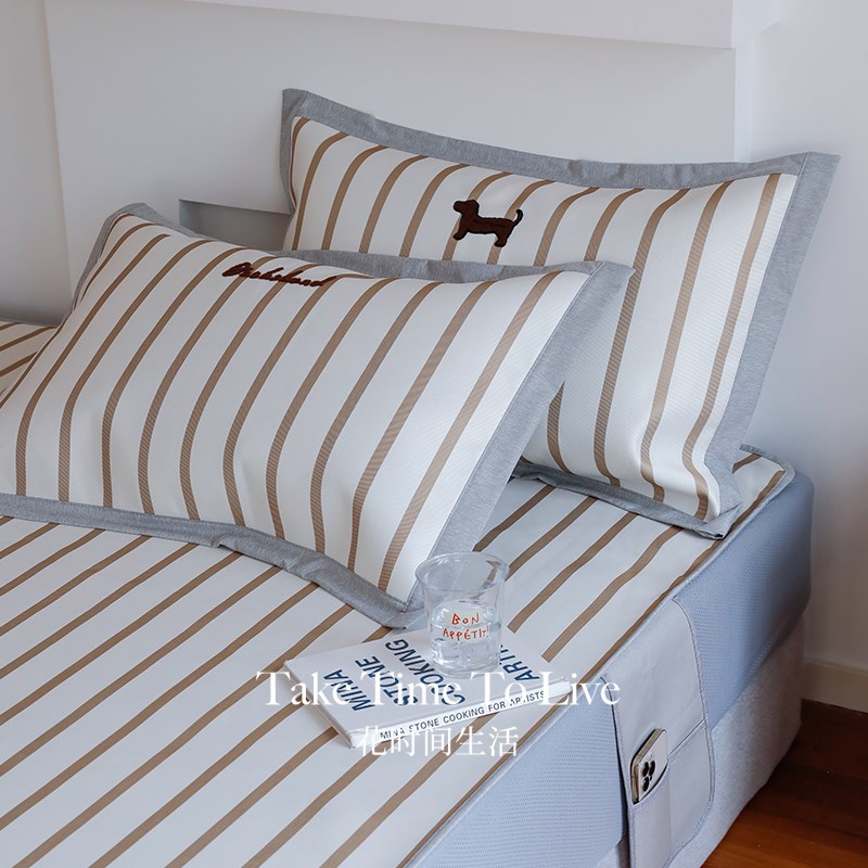 花时间生活夏季冰丝凉席卡通毛巾绣床笠空调软席凉爽透气床品席子