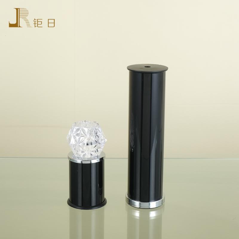 双层时尚玻璃茶几脚 圆形简约铝管花纹餐台脚 桌腿家具配件