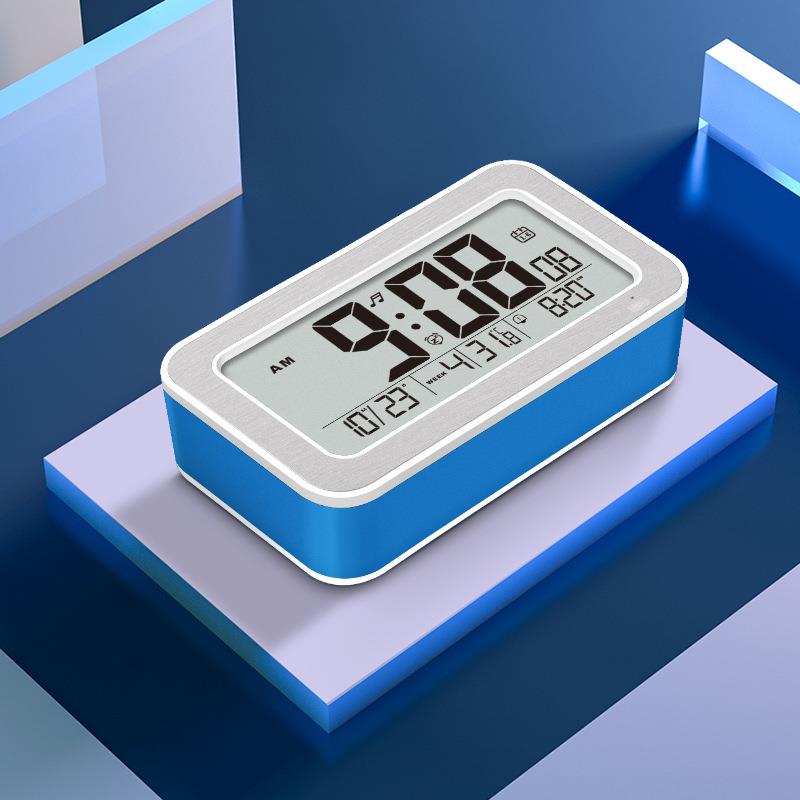 迷你床头闹钟 LCD液晶数字显示自动感光静音万年历电子时钟背光灯