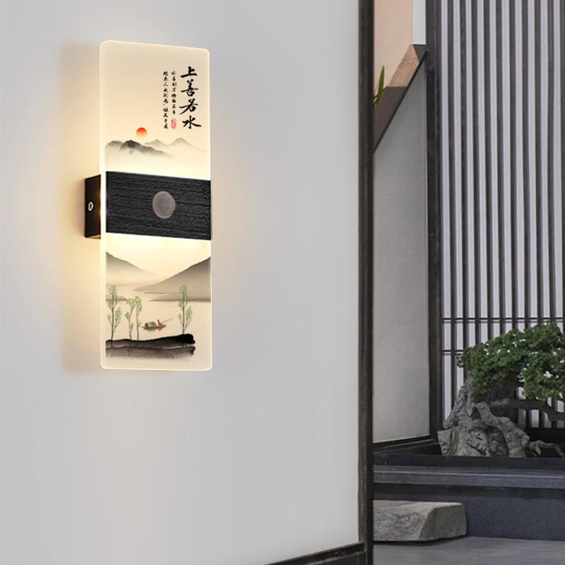 感应灯人体感应过道走廊家用中式楼道自动新中式室内感应壁灯楼梯