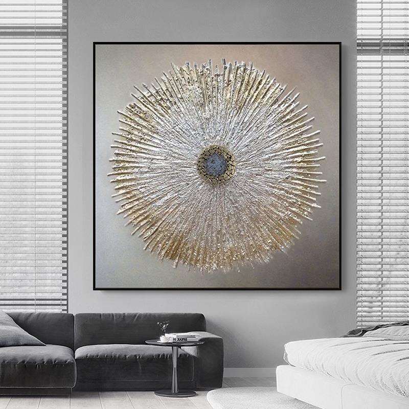 抽象油画后现代装饰画客厅轻奢挂画银简约大气高档样板房餐厅壁画