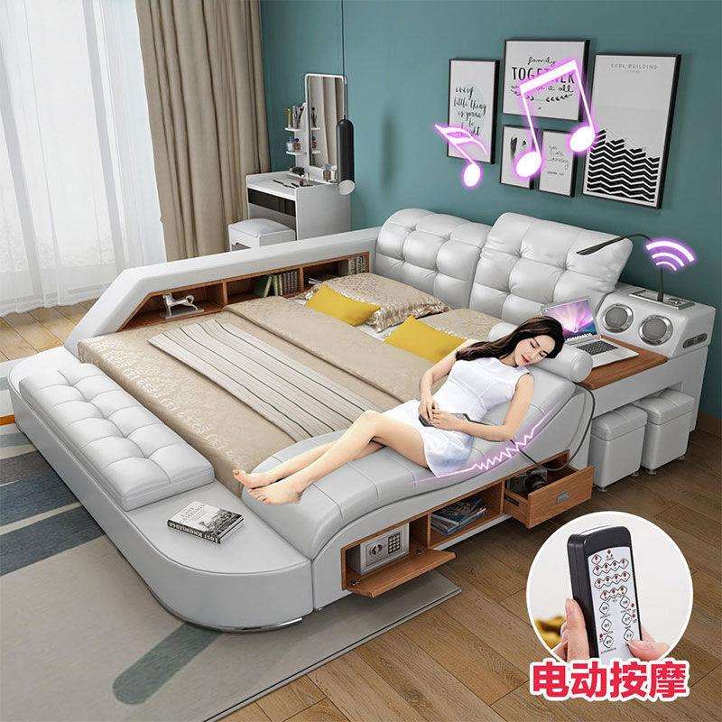 皮床 多功能储物按摩双人床 现代简约榻榻米床主卧大床卧室家具